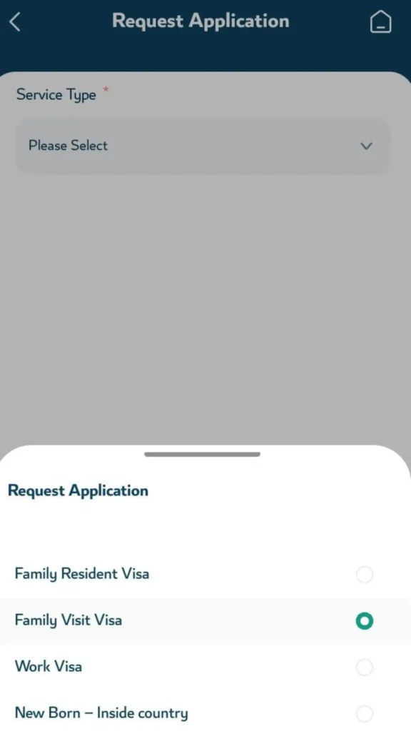 Metrash-Family-Visit-Visa-Service-Type