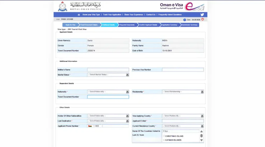 oman-evisa-additional-applicant-details-form