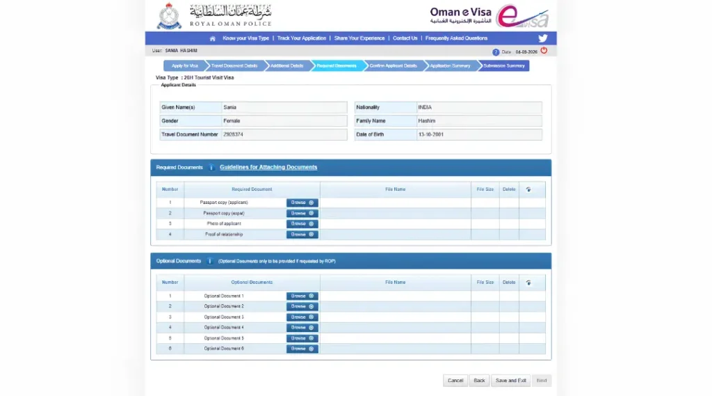 oman-evisa-required-documents-upload-screen