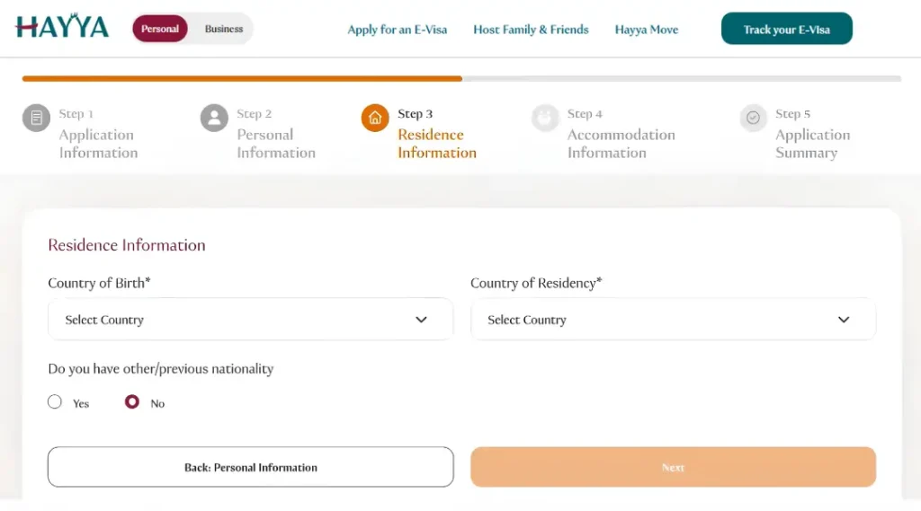 hayya-a1-residence-information-step-3-country-of-birth-residency