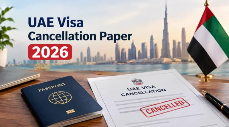 UAE visa cancellation paper